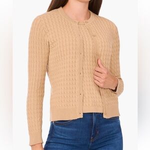 Halogen Beige Cable Knit Cardigan